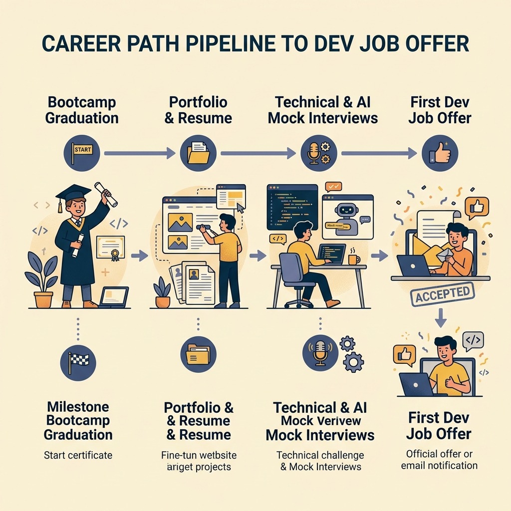 Career Path Pipeline from Bootcamp to Dev Job Offer