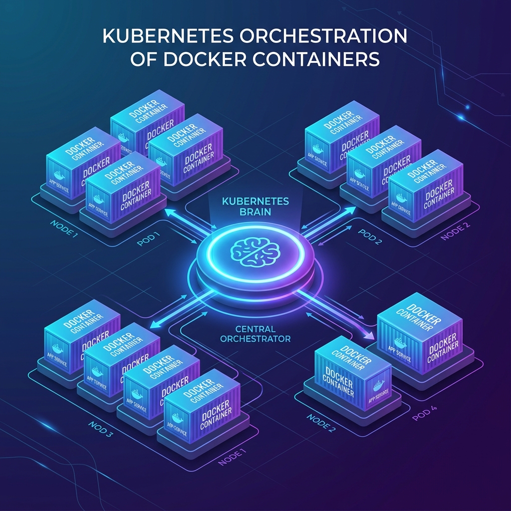 Minimalist diagram of Kubernetes Orchestration