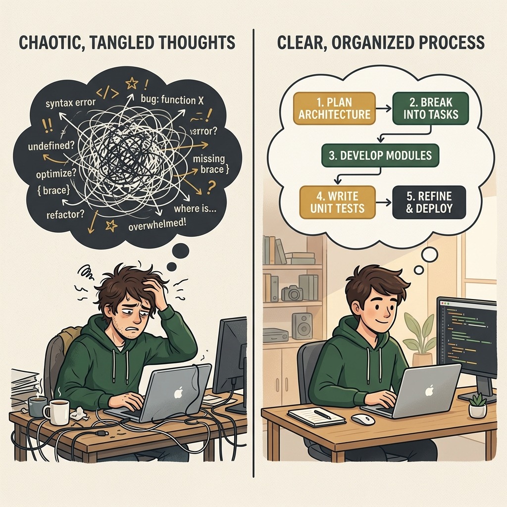 Comparing chaotic thoughts vs structured communication process